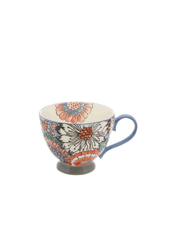 KERAMIČKA ŠOLJA SA FLORALNIM MOTIVOM RUČNO OSLIKANA ASORTIMAN BOJA H10CM R 15CM