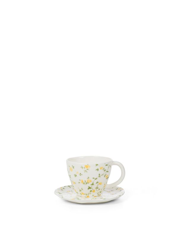 ŠOLJA OD PORCELANA SA TACNOM FLORAL H10CM