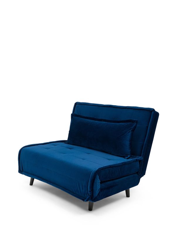 PLIŠANA SOFA NA RAZVLAČENJE PLAVA  